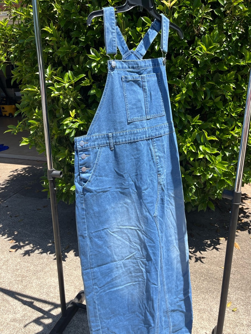 SHEIN Blue Denim Pinafore Dress